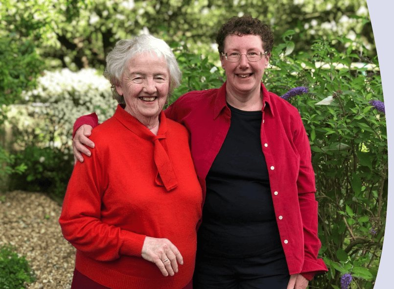 Mum and Mandy with their arms around each other