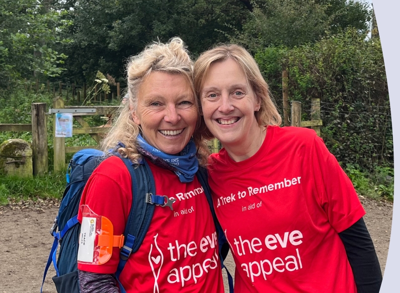 Image of Ask Eve Nurses, Helen and Tracie wearing The Eve Appeal t-shirts.