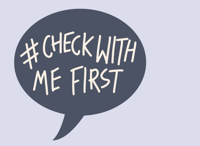 The check with me first logo