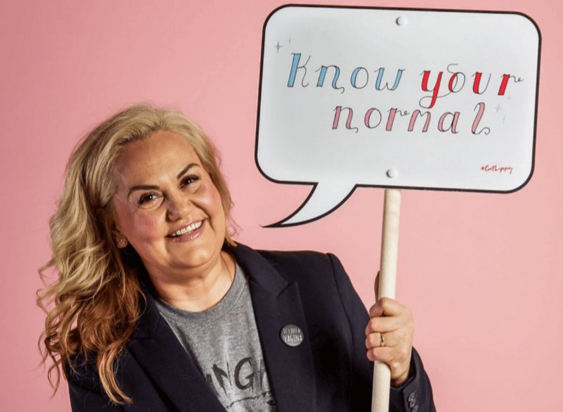 Caroline Hirons holding a sign that says: know your normal