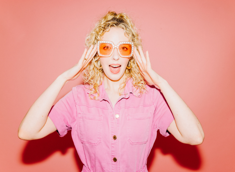 Picture of Karen wearing pink sunglasses