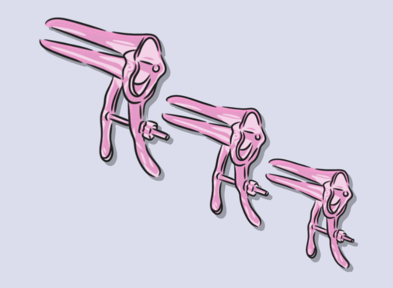 illustration of three speculums of all different sizes