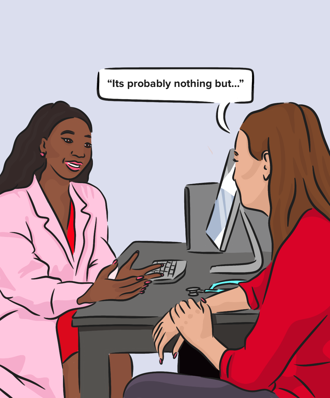 an illustration of a woman in a GP appointment