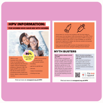 a shot of the HPV leaflet for women who sleep with women