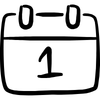Icon line illustration of calendar with number 1 on it.