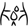 Line drawing of lower body from belly button to upper thigh, outline of pants and blood droplets over top