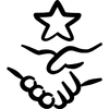 Icon of two hands shaking with a star above them
